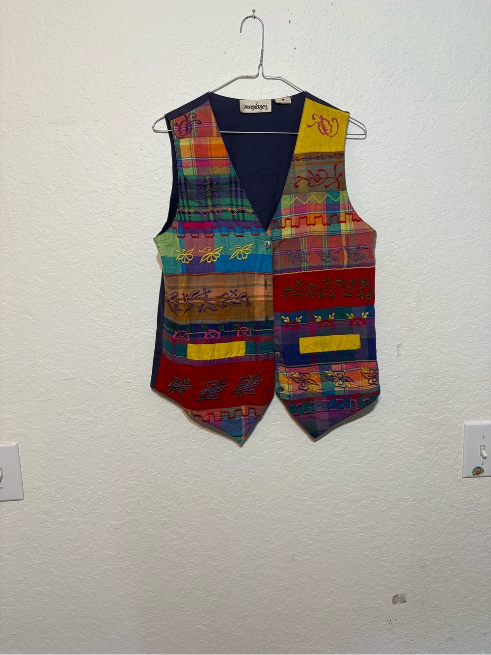 No Excuses Vintage Multicolor Patchwork Embroidered Vest